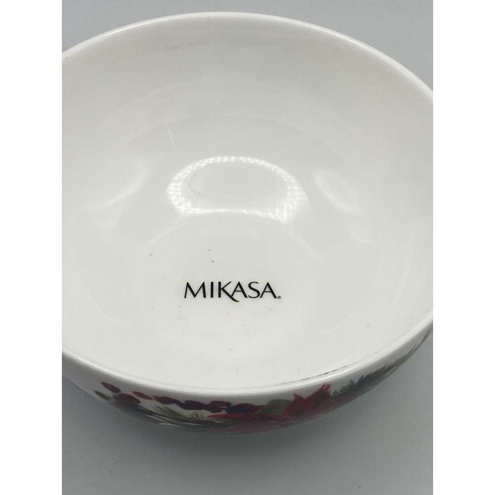 Mikasa Hope Joy Soup Cereal Serving Bowl Poinsettia Christmas Bone China Mikasa - Picture 3 of 4